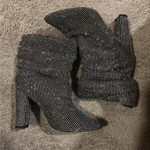Rhinestone Slouchy Ankle Boots